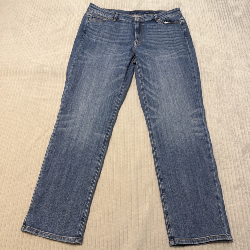 J. Jill Relaxed Fit Boyfriend Jeans Womens 14 Medium Wash 100% Cotton Whiskered